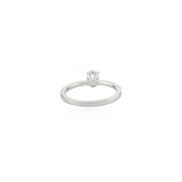 Metal Modern Blue Topaz Diamond Ring Size 7 for Mother's Day Gift For Sale - Image 7 of 12