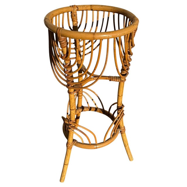 French Rattan Flower Holder, 1960s For Sale - Image 10 of 12