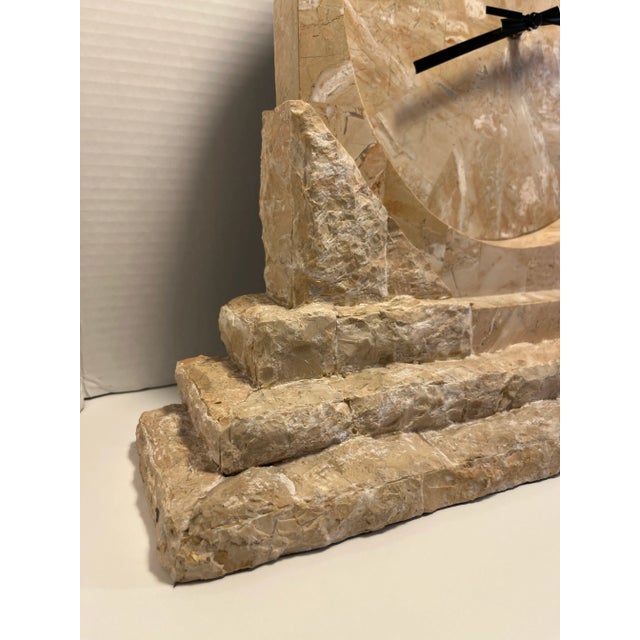 Contemporary 1980's Vintage Renoir Huntington, Ca Ponte Mactan Natural Stone Mantel Clock For Sale - Image 3 of 8