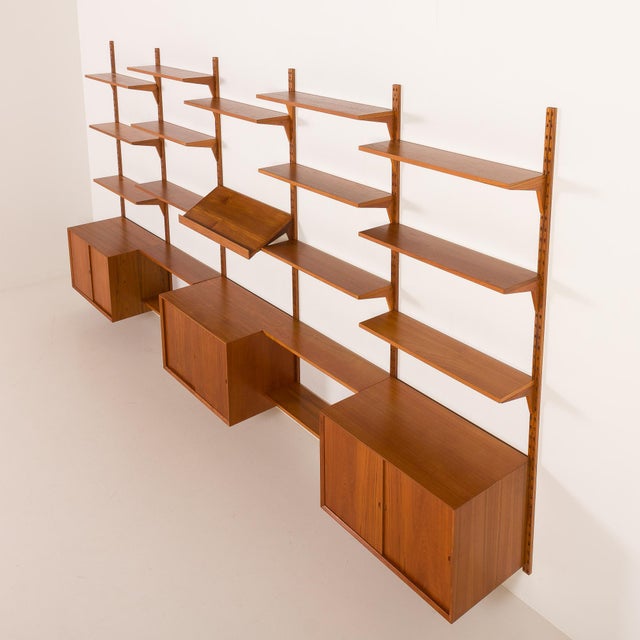 Brown Large Teak Wall Unit by Poul Cadovius for Cado, 1960s For Sale - Image 8 of 18