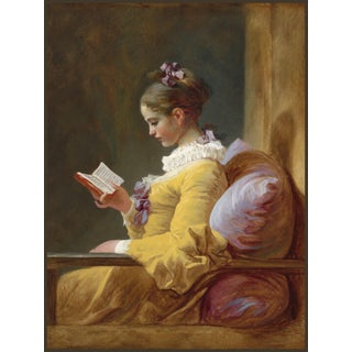 Young Girl Reading Art Print, French Rococo Portrait by Jean-Honoré Fragonard - 36" X 48" For Sale
