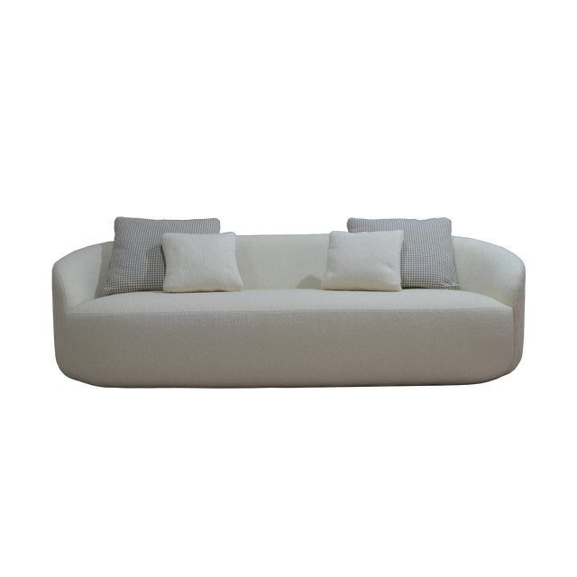 Textile Cottonflower 240 Cloud Ivory Bouclé Curved Sofa by Danu Chirinciuc For Sale - Image 7 of 7