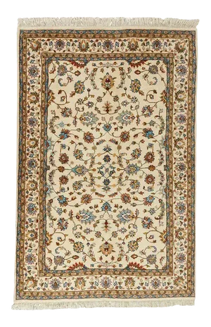 Ivory Indo Persian Kashan Design Rug