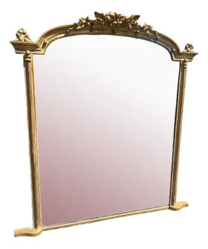 Large Antique English Gilt Overmantle Mirror
