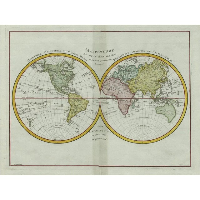 Antique Engraved Map of the World, 1780s For Sale