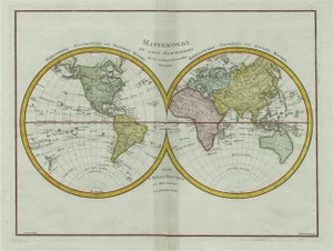 Antique Engraved Map of the World, 1780s