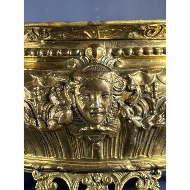 Gold French Napoleon III Embossed Brass Planter or Ice Bucket with Empress Pattern, 18th Century For Sale - Image 8 of 11