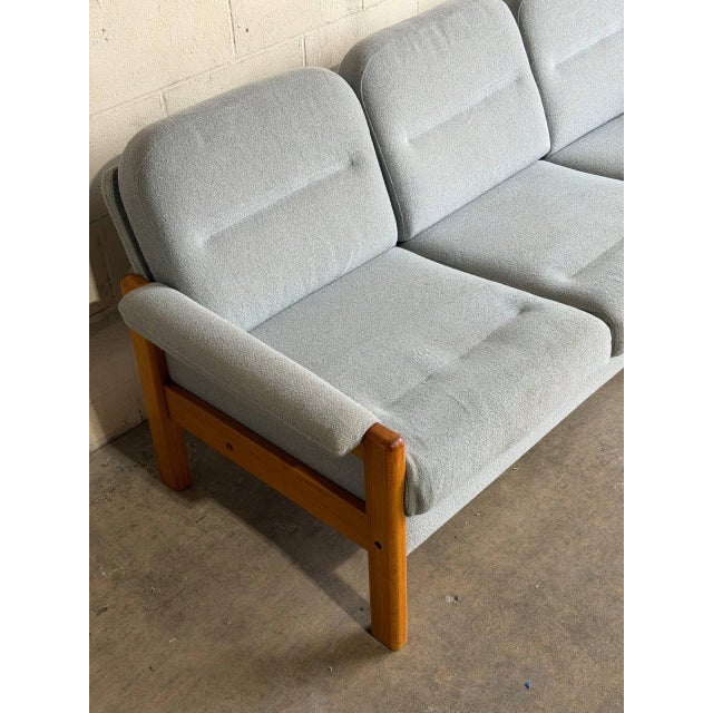 Blue Teak Blue Sofa Mid-Century Modern 3 Seater Couch Broad Living Room Seating 1970s For Sale - Image 8 of 10