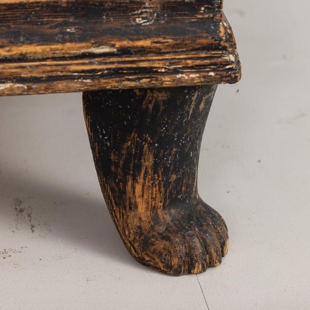 18th Century Swedish Baroque Period Cabinet in Original Paint With Bear Paw Feet For Sale - Image 13 of 18