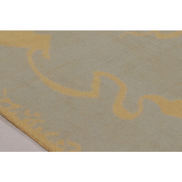 Art Deco Rug & Kilim’s French Art Deco Style Rug in Beige With Gold Curving Patterns For Sale - Image 3 of 8