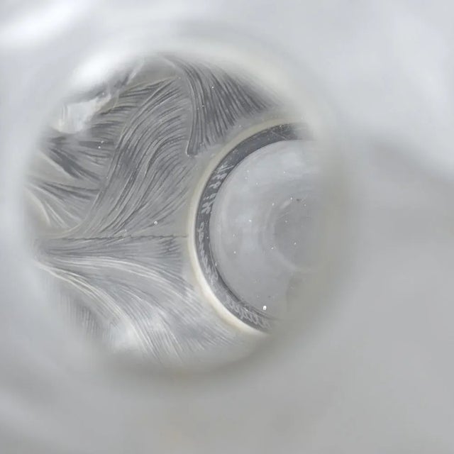 Formose Vase in Blown-Pressed White Glass with Opalescent Patina by Rene Lalique, 1927 For Sale - Image 13 of 14