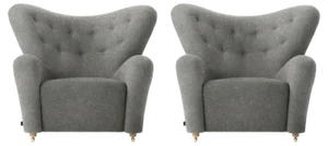 Set of Grey Hallingdal the Tired Man Lounge Chair by Lassen