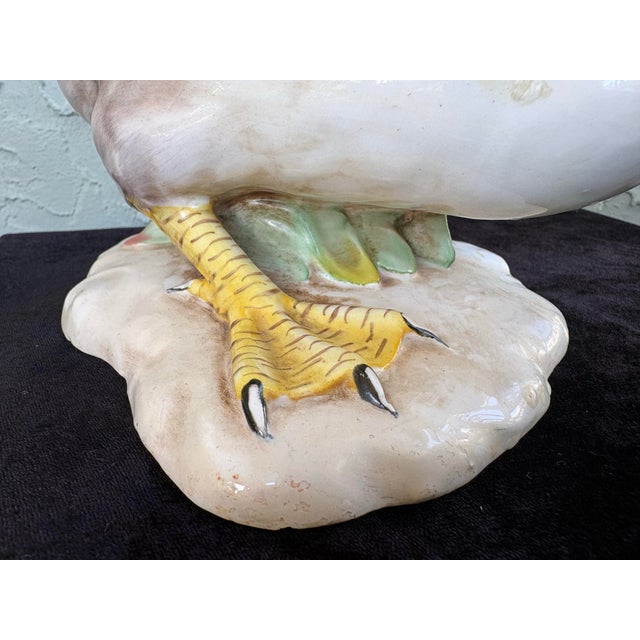 White Vintage Hand-Painted Italian Porcelain Duck Figurine With Outstretched Wings For Sale - Image 8 of 11