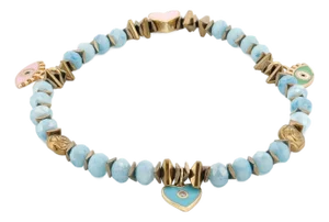 Protective Evil Eye Heart Charm Blue Crystal Beaded Anklet