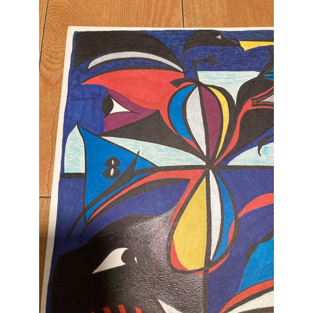 2000 - 2009 Colorful Vintage Ink Drawing For Sale - Image 5 of 7