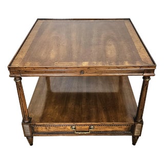 Heritage Mid Century Regency Mahogany Cross-BandedSingle Drawer Side Table With Pull Out Tray For Sale