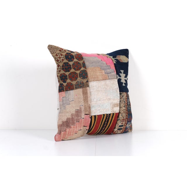 Mid-Century Modern Turkish Kilim Patchwork Cushion For Sale - Image 3 of 4