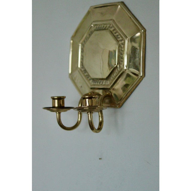 Mid-Century Modern Swedish Octagonal Brass Double Arm Sconces, Set of 2 For Sale - Image 3 of 18