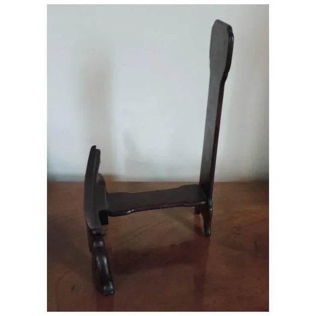 Wood Antique 19th Century Chinese Carved Mahogany Easel Display Stand for Porcelain Charger For Sale - Image 7 of 9