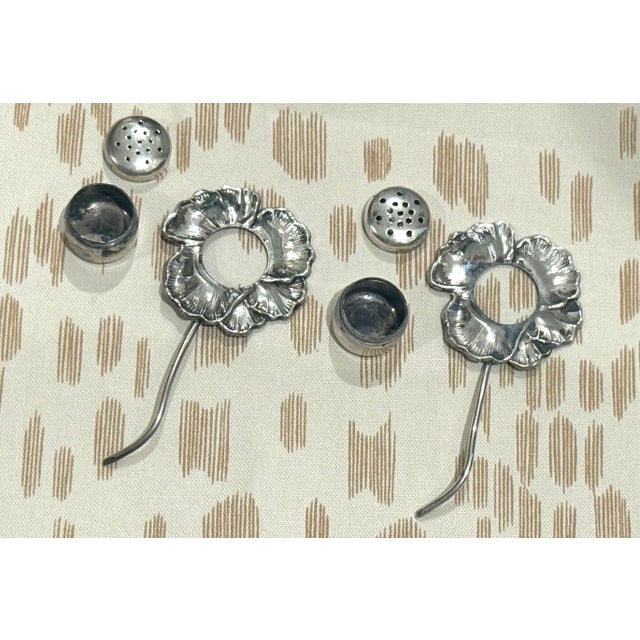 Metal Mid 20th Century Sterling Flower Salt & Pepper Shakers For Sale - Image 7 of 12