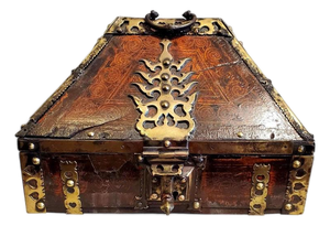 18th Century Brass Mounted and Lacquered “Marriage” Dowry Box.