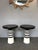 Contemporary Pair of Black and White Ceramic Stripe Side Tables. Italy For Sale - Image 4 of 12