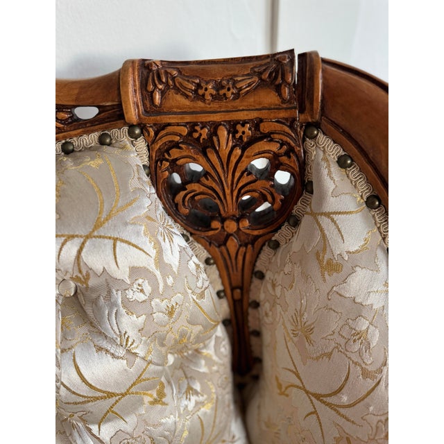 Vintage 1960s French Provincial Carved Armchair by Deutsche Bros., Chicago For Sale In San Francisco - Image 6 of 12