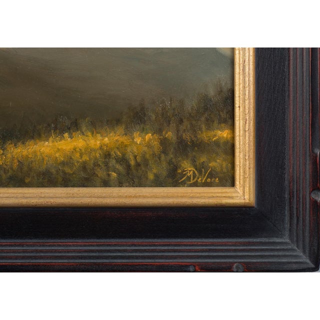 Setting Behind the Ridge by Michael DeVore | Oil on panel Landscape with mountains at sunset For Sale - Image 4 of 4