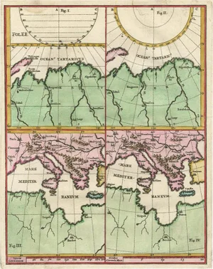 Curious Map of the Laptev Sea Arctic Ocean and the Mediterranean, 1700