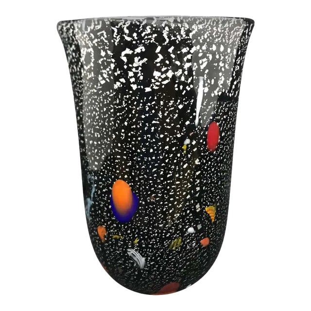 1980s Italian Vintage Multicolored Murano Glass Vase For Sale