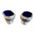 1930s Pair of Large English Sterling Silver Salt Cellars Cobalt Liners Birmingham 1932-3 For Sale