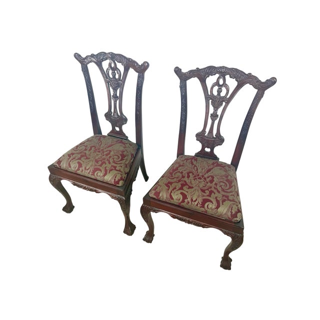 Maitland - Smith Set of 4 Chippendale-Style Dining Chairs With Carved Ball-and-Claw Feet For Sale - Image 4 of 18