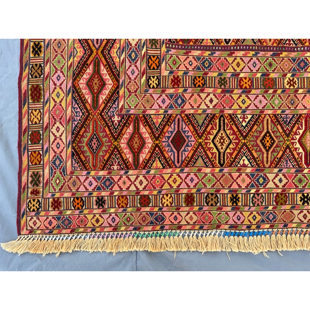 Tribal Multicolor Mushwani Hand-Woven Kilim Rug - 6'9" X 9'6" For Sale - Image 3 of 14