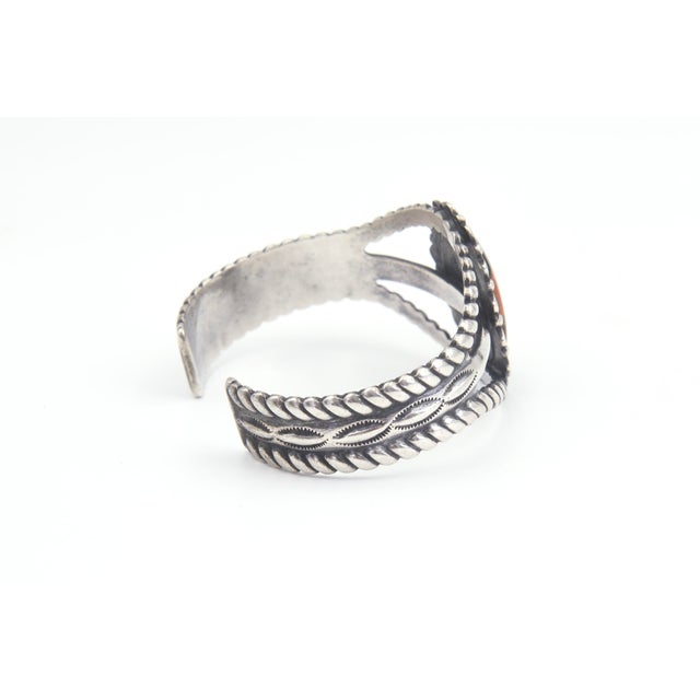 Mid 20th Century Mid 20th Century Southwestern Native American Style Sterling Silver Agate Cuff Bracelet For Sale - Image 5 of 8