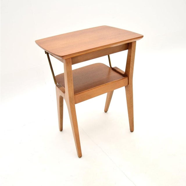 1960s Vintage Swedish Teak and Brass Bedside or Side Table, 1960s For Sale - Image 5 of 8