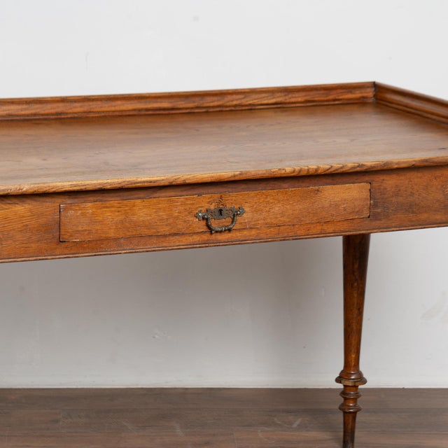 Wood 19th-Century Oak Desk With Single Drawer For Sale - Image 7 of 11