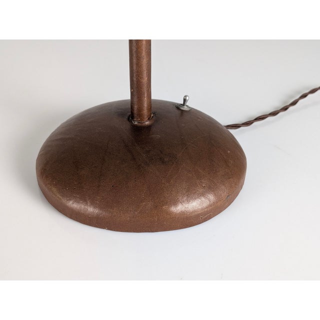 Mid-Century Modern Vintage French Stitched Leather Table Lamp by Jacques Adnet, 1950s For Sale - Image 3 of 10