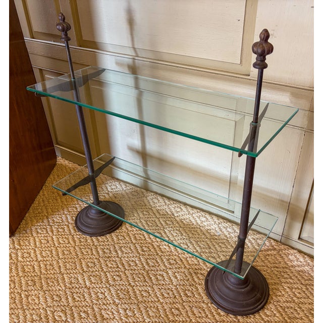 Brown 1980s Cast Iron and Glass Freestanding Bistro Shelf For Sale - Image 8 of 9
