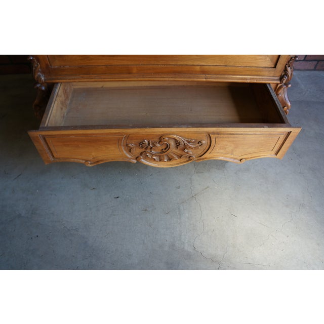 Wood Antique French Rococo Single Mirrored Door Armoire For Sale - Image 7 of 10