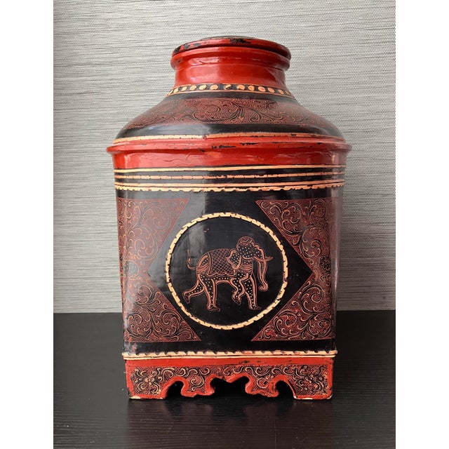 Antique Large Hand Made Burmese Pyi-Daung Lacquerware Rice Vessel, 15" T For Sale - Image 9 of 12