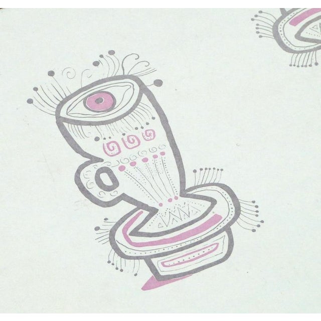 Brass tray with 70's graphics in aqua green color, wooden base, measures 33 x 50