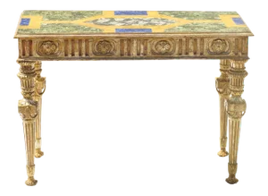 18th C. Italian Giltwood and Faux Painted Marble Top Console