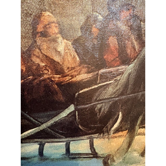 Vintage Winter Sleigh Ride Oil Painting Signed Sobotka – Professionally Framed in Italian Frame For Sale - Image 9 of 13