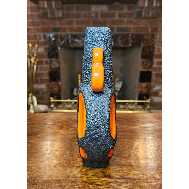 1970s Mid Century Orange Fat Lava "Banjo Vase" by Roth Keramik For Sale - Image 5 of 10