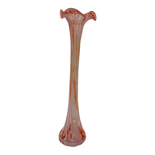 Tall Pink Slender Murano Art Glass Flower Vase For Sale