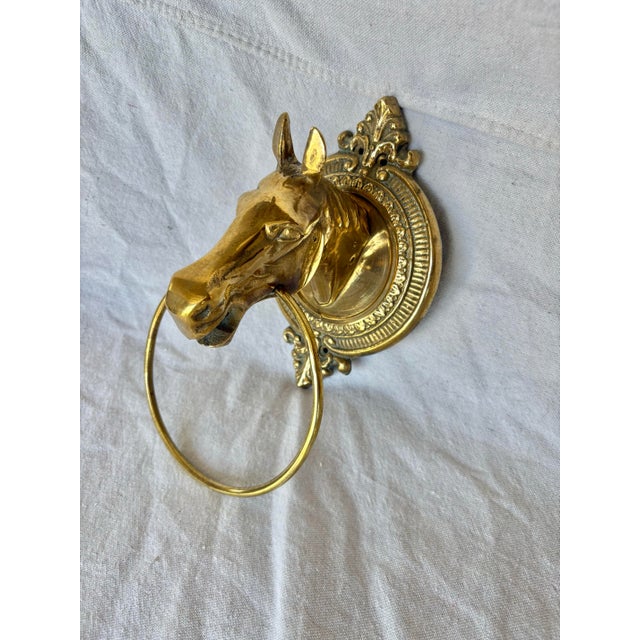 Mid 20th Century Brass Horse Head Equestrian Towel Holder Ring For Sale - Image 6 of 12