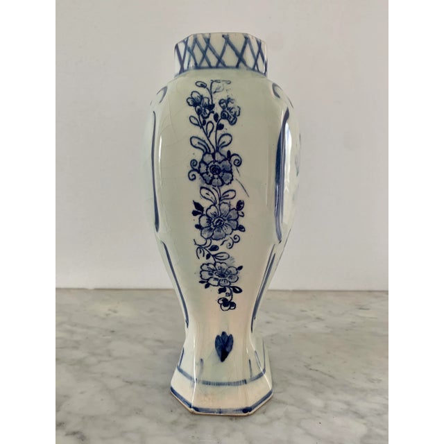 Ceramic Mid-Century Hand-Painted Delft Vase With Dutch Village Scene For Sale - Image 7 of 10