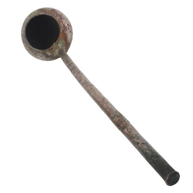 17th Century Heavy Copper Bowl with Tin Covered Ladle, Set of 2 For Sale - Image 6 of 10