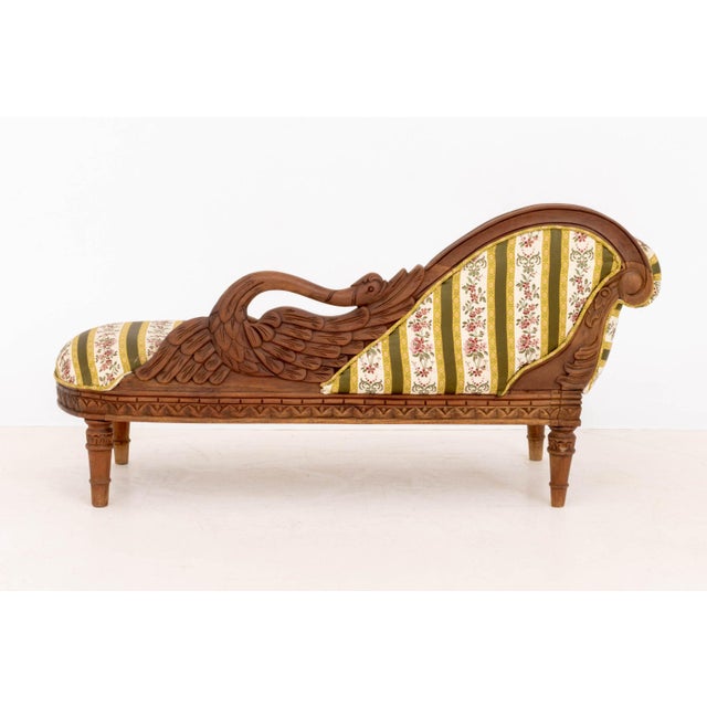 Cream Empire Style Salesman Sample Walnut Chaise Longue For Sale - Image 8 of 9