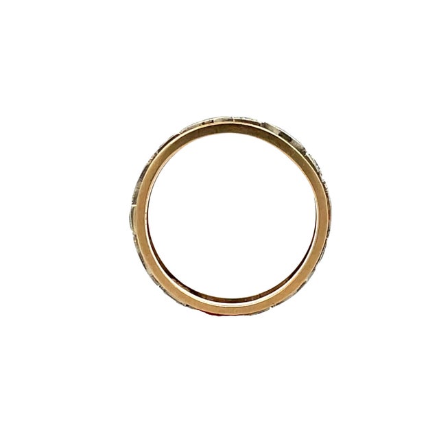 Mid 20th Century Vintage 14k Two Tone Gold Diamond Milgrain Ring, Size 4.75 For Sale - Image 5 of 10